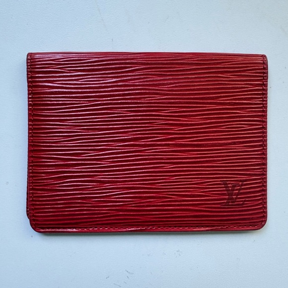 Louis Vuitton Accessories - Louis Vuitton Red Epi Leather Card Holder / Bifold ID Wallet